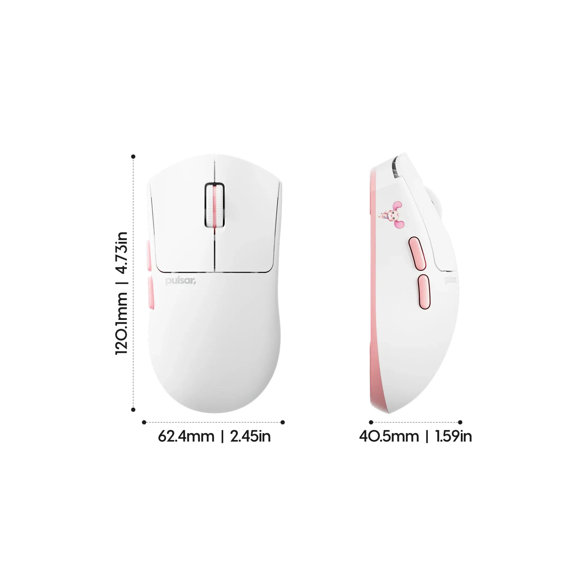 Pulsar Pro Series Jinggg-X Gaming Mouse Size