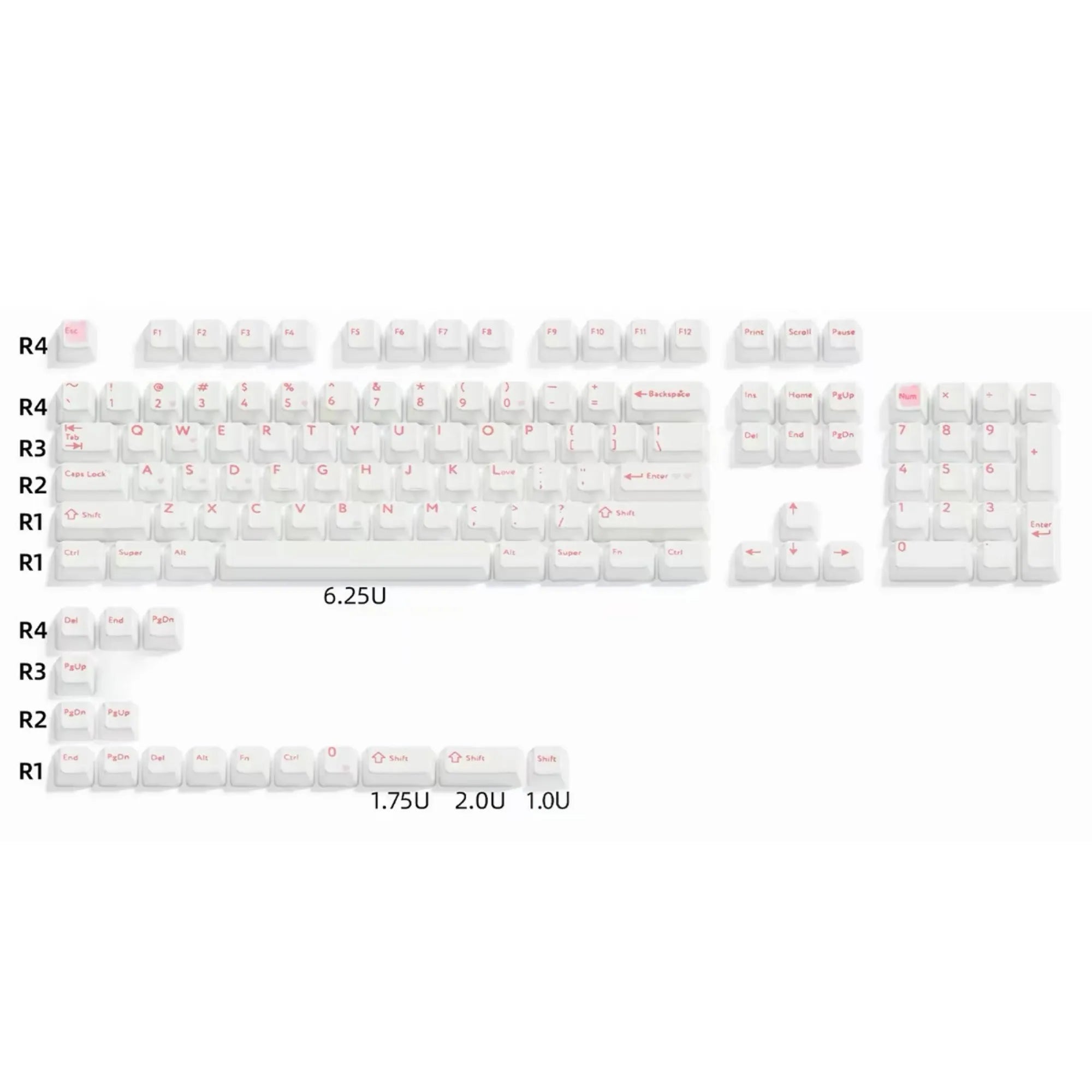 XVX Minimal Italic Ceramic Keycaps Layout