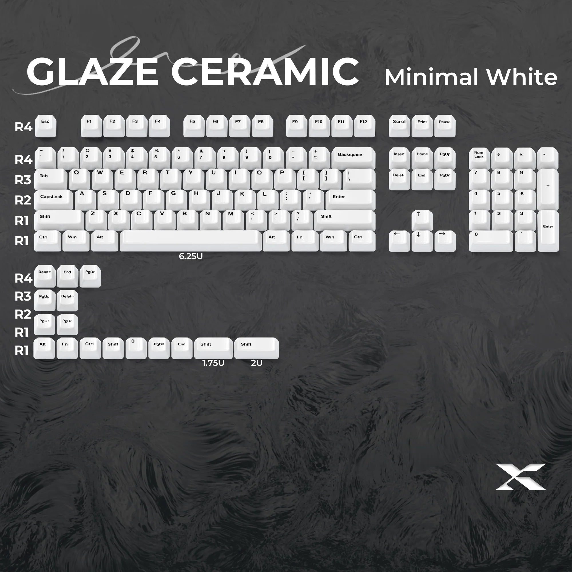 XVX Minimal White Ceramic Keycaps