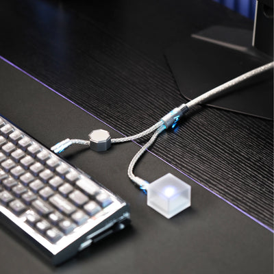 KeyboardMan Spark Spilt Dual 8K Gaming Cable-White Blue