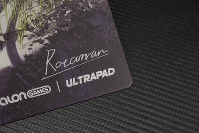 Rotarran signature and TALONGAMES ULTRAPAD logos on S4 ZERODAY glass pad