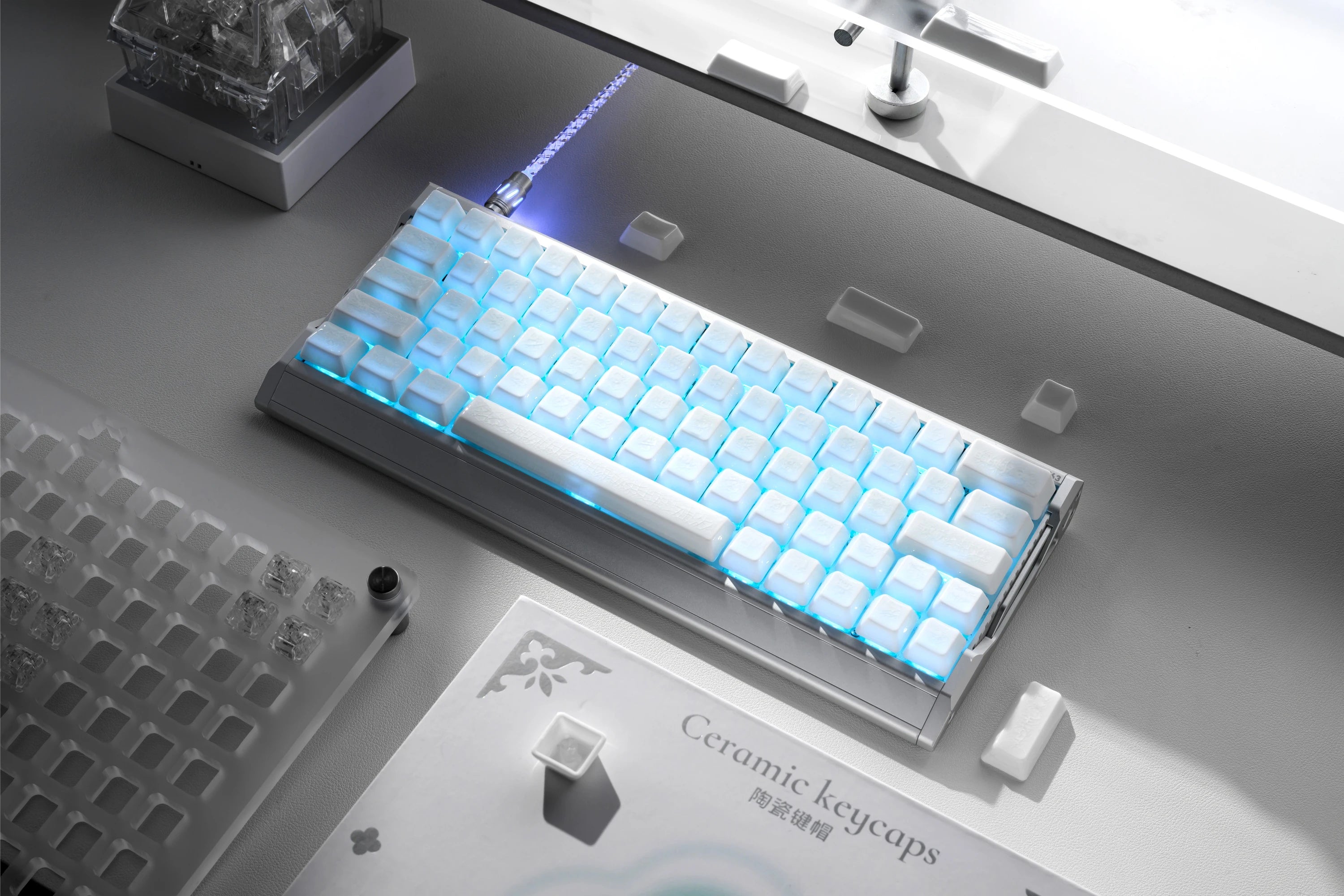 XVX White Ice Crack Ceramic Keycap Set