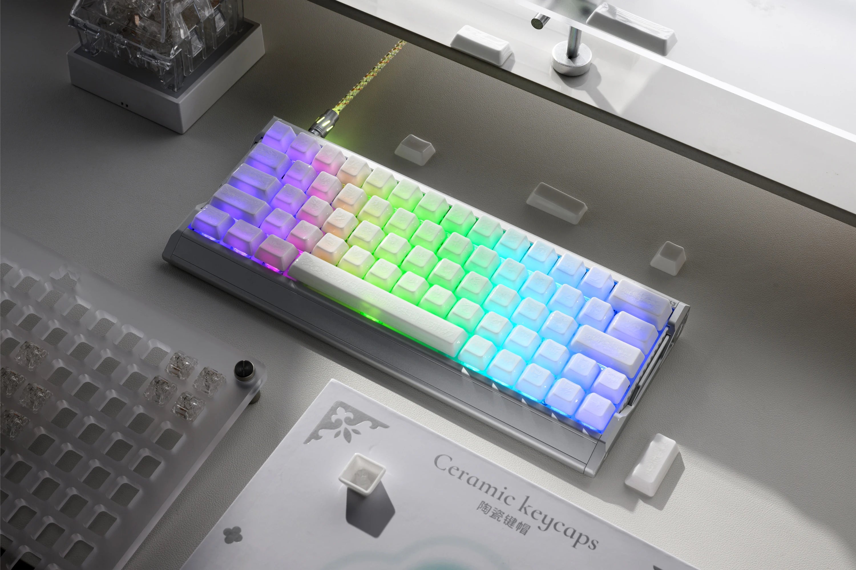 XVX White Ice Crack Ceramic Keycap Set