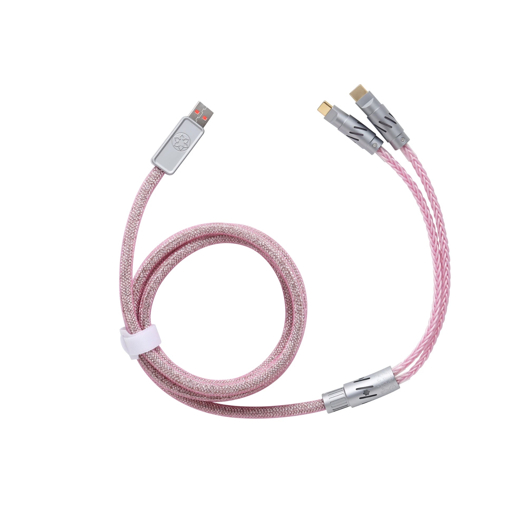 KeyboardMan Spark Spilt Dual 8K Gaming Cable Pink