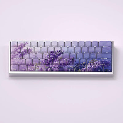 Wisteria themed side-printed Keycaps