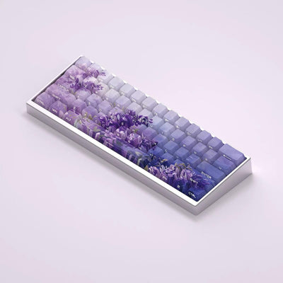 Wisteria themed side-printed Keycaps