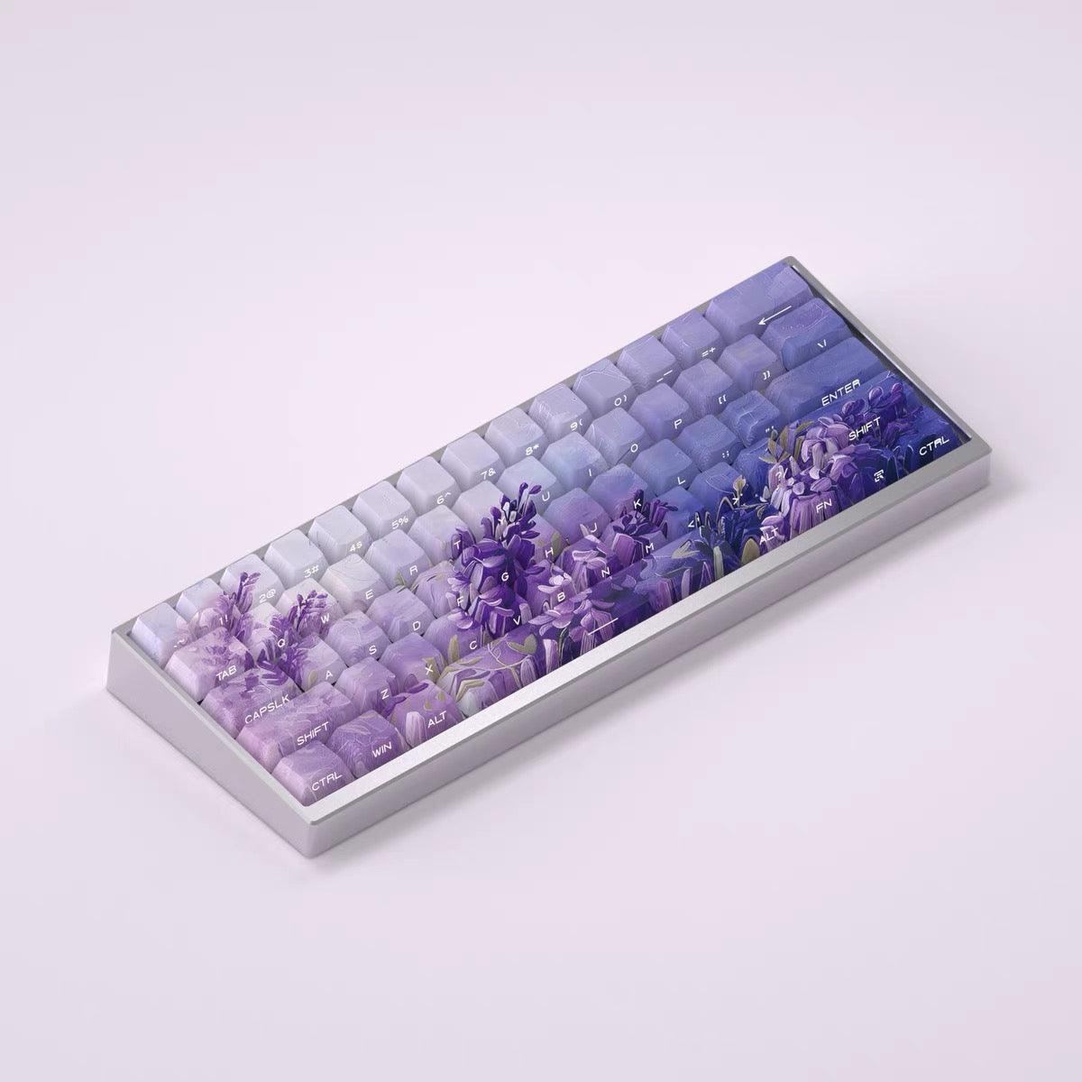 Wisteria themed side-printed Keycaps