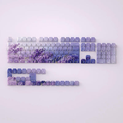 Wisteria themed side-printed Keycaps