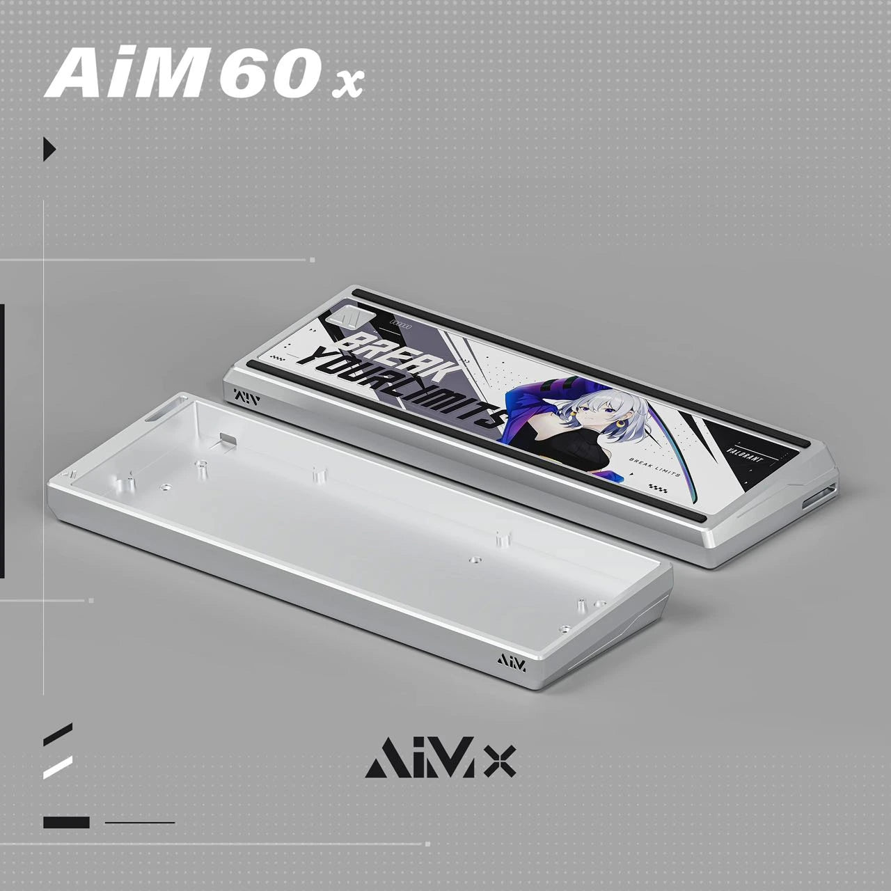 Aimx Alu Case for Wooting 60HE Silver