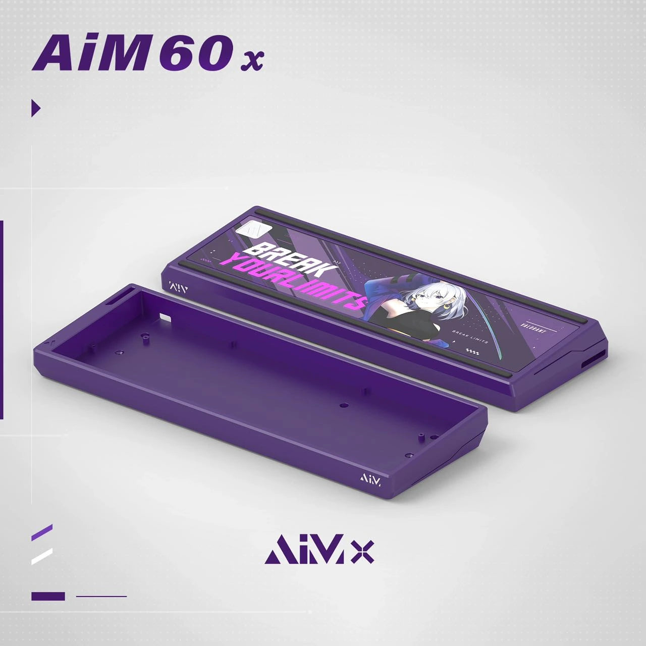 Aimx Alu Case for Wooting 60HE Purple