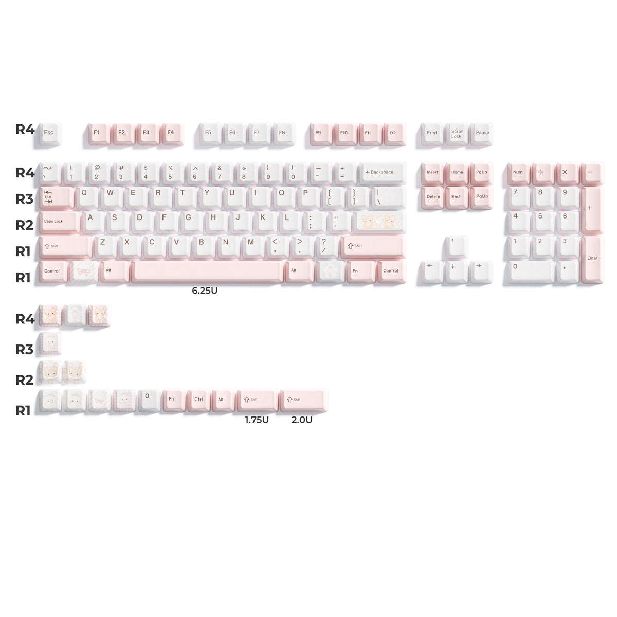 XVX Tea Time Ceramic Keycaps Layout