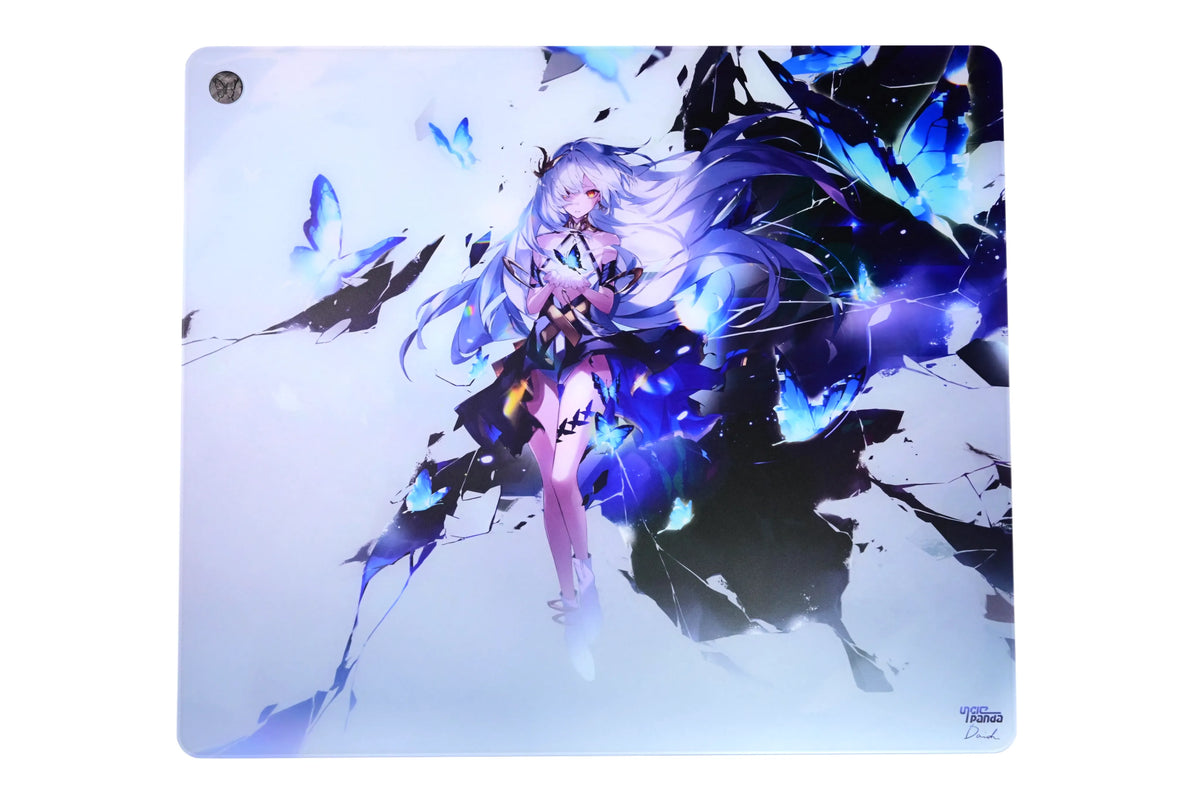 Uncle Panda Butterfly Ruin Glass Mousepad