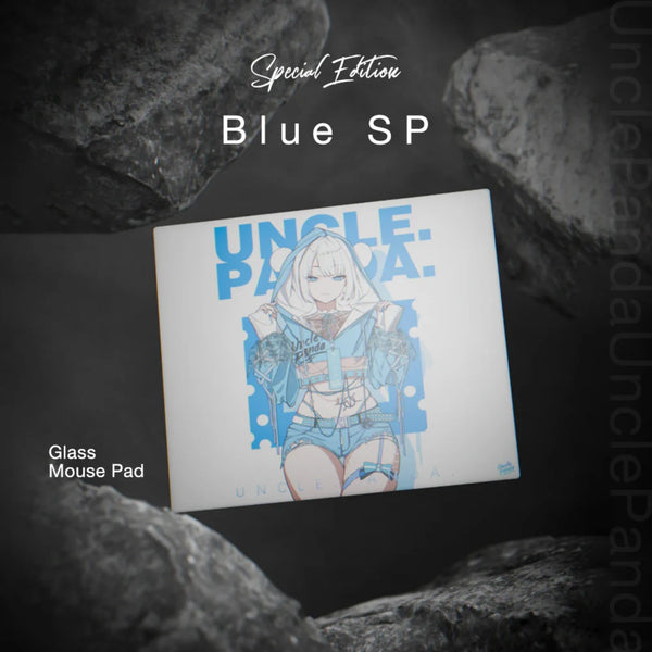 Uncle Panda Blue SP Glass Mousepad