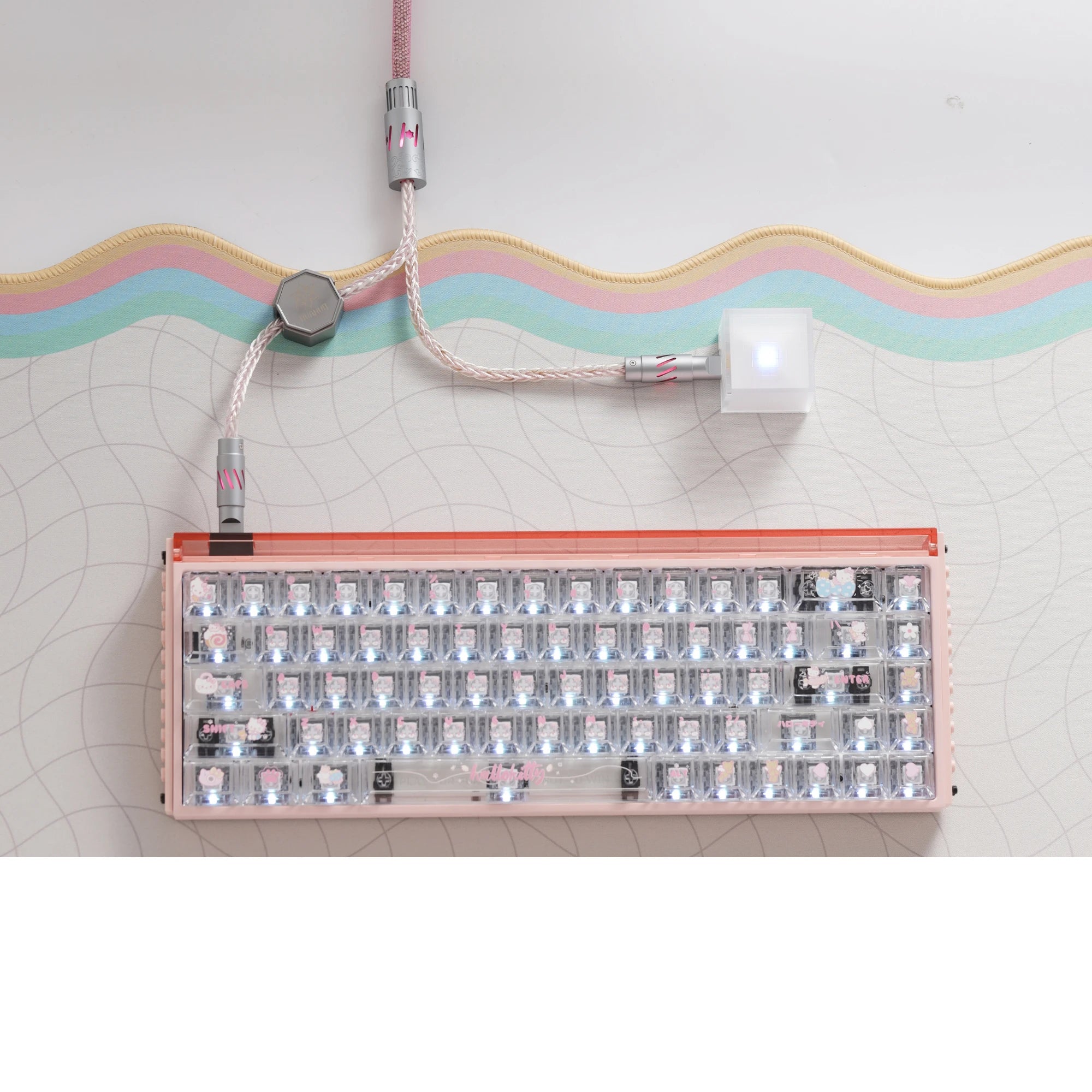 KeyboardMan Spark Spilt Dual 8K Gaming Cable Pink