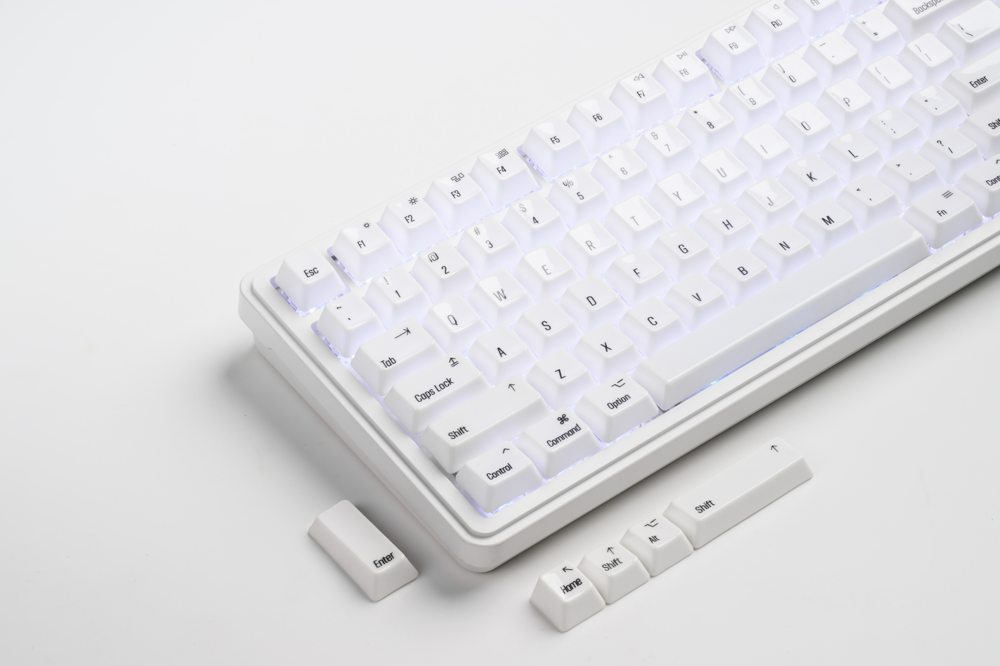 XVX Minimal Italic Ceramic Keycaps Black on White