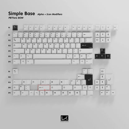 PBTfans BOW Black on White Keycap Set
