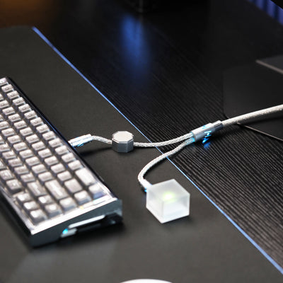 KeyboardMan Spark Spilt Dual 8K Gaming Cable White