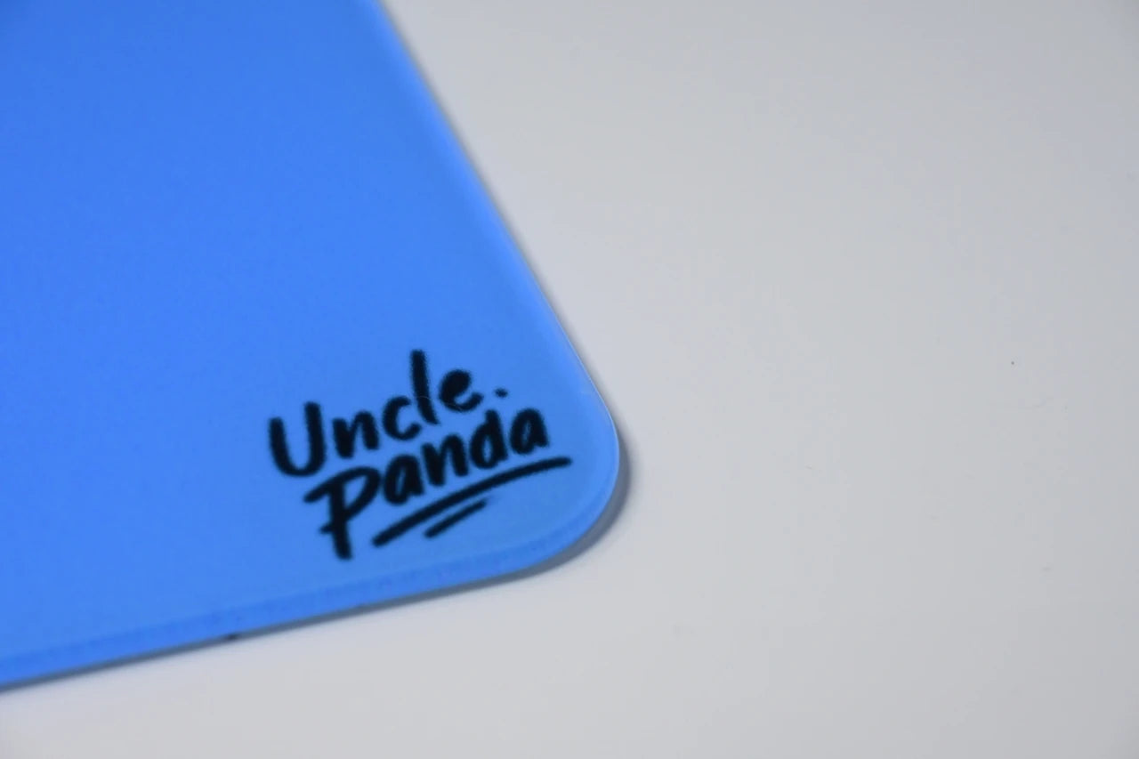 Uncle Panda Blue Glass Mousepad