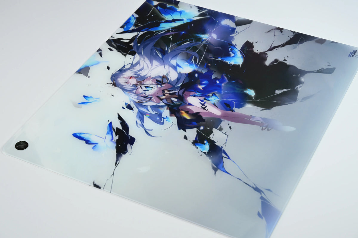 Uncle Panda Butterfly Ruin Glass Mousepad