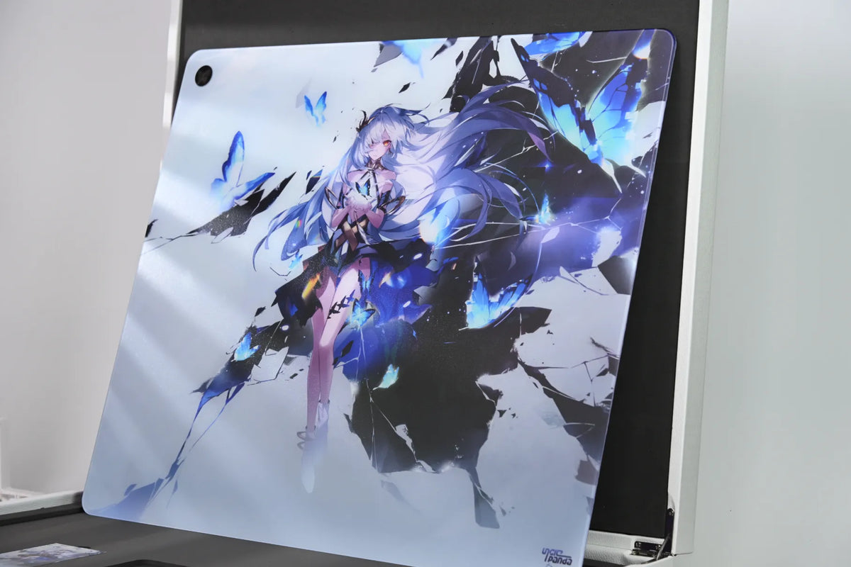 Uncle Panda Butterfly Ruin Glass Mousepad