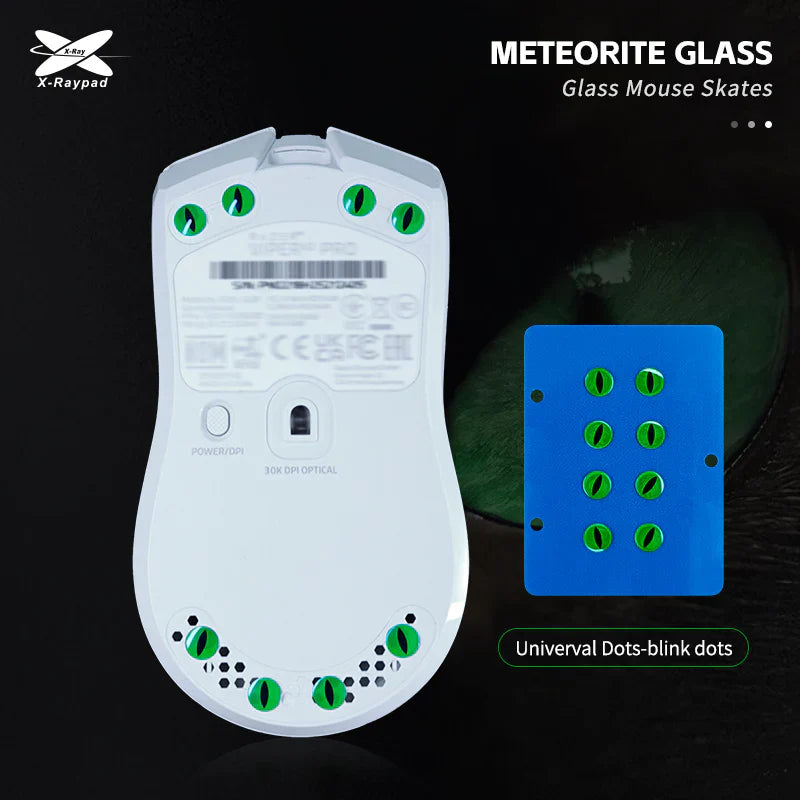 Meteorite Glass D6.5mm Universal Dots Mouse Skates- Green