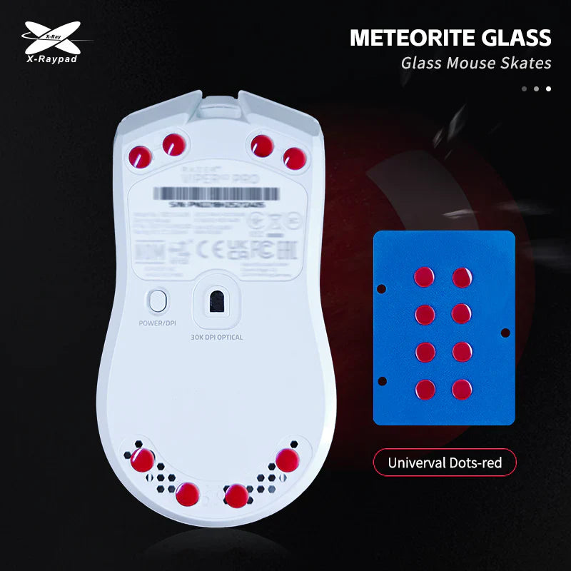 Meteorite Glass D6.5mm Universal Dots Mouse Skates- Red
