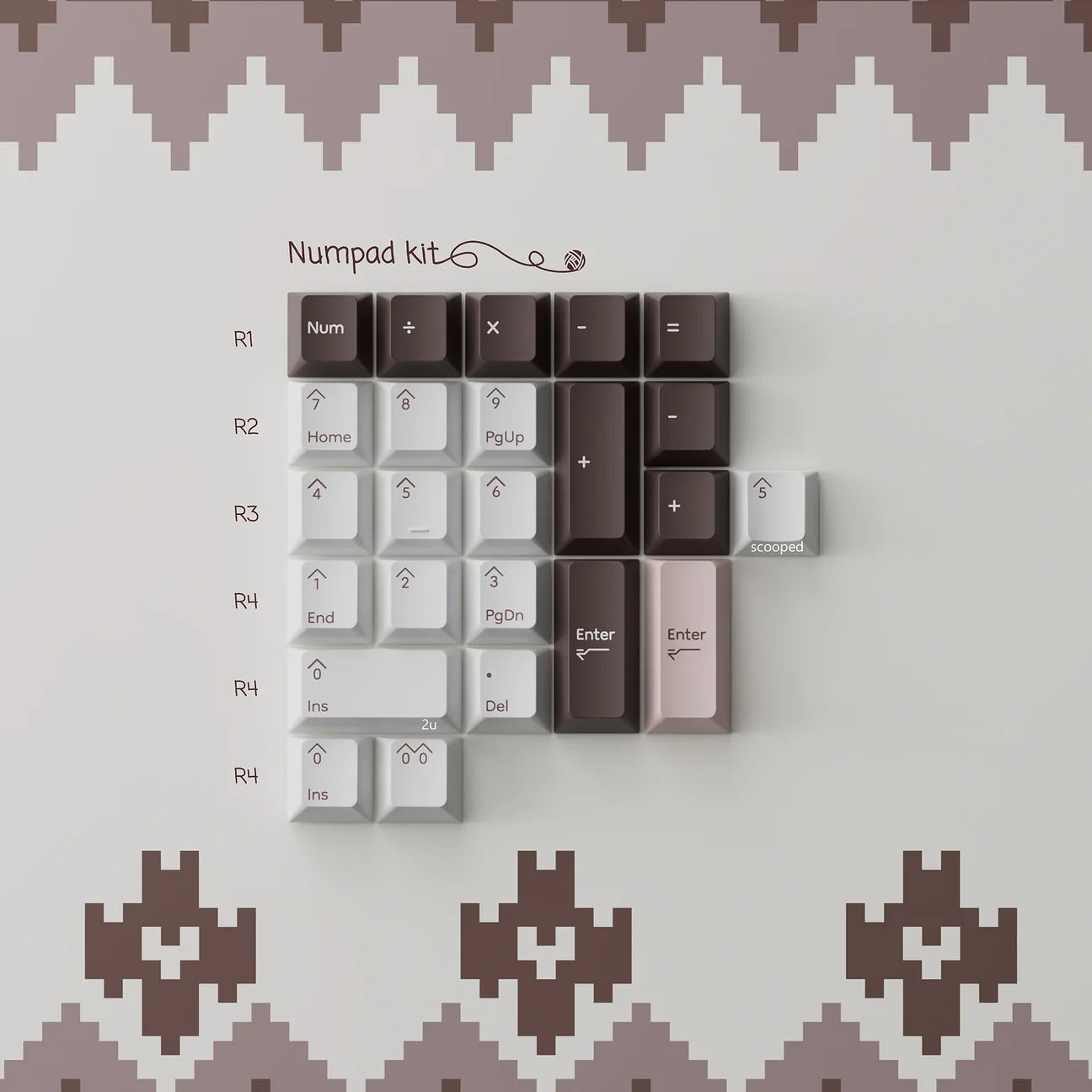 PBTfans Fair Isle Keycaps Numpad