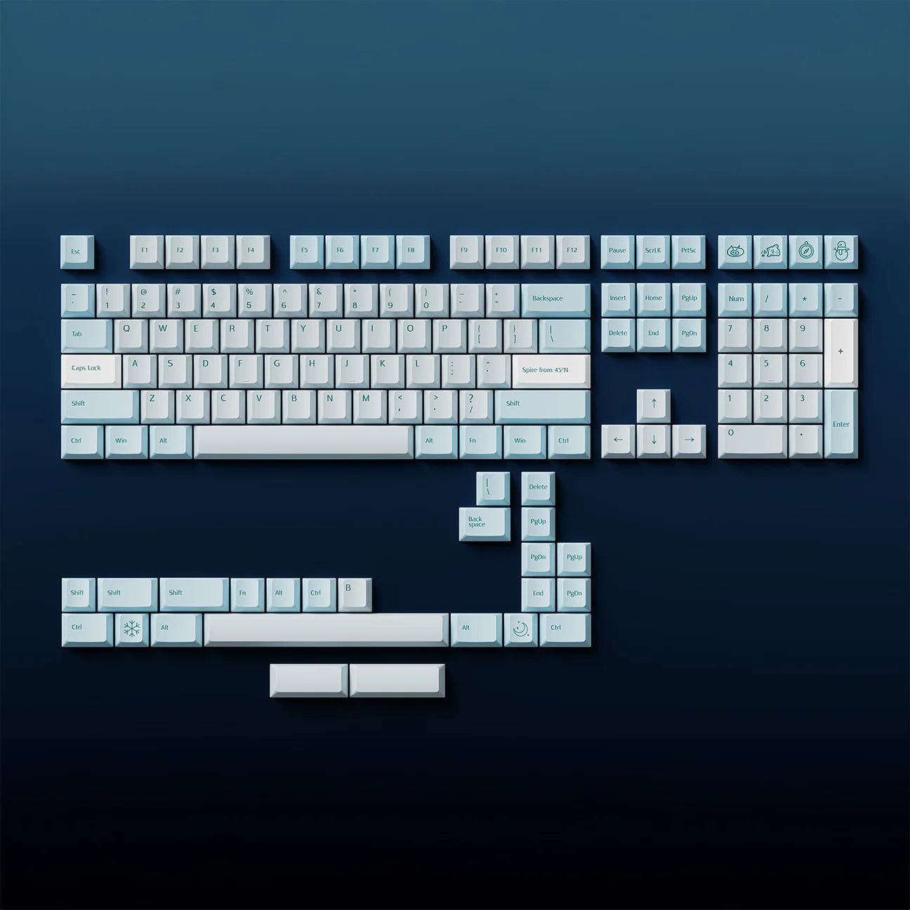 Lelelab SnowSpire Lake Keycaps Layout