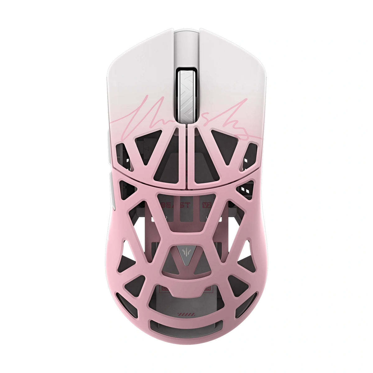 WLmouse Beast X V2 TheShy White / Pink – top view 