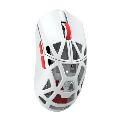 WLmouse Beast X V2 TheShy White / Red – angled view 