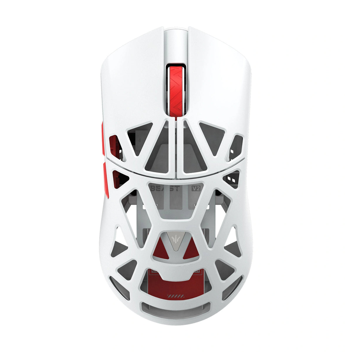 WLmouse Beast X V2 TheShy White / Red – top view 