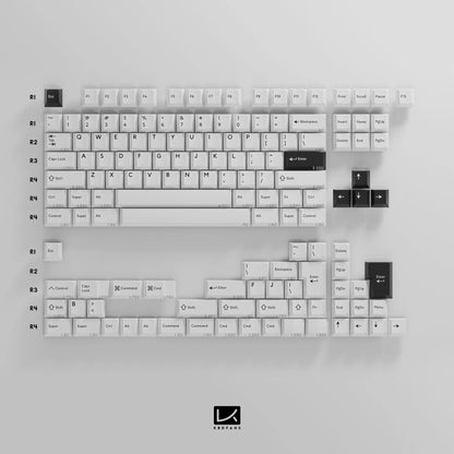 PBTfans BOW Black on White Keycap Set